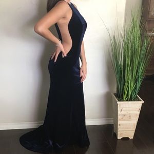 La Femme blue velvet formal dress